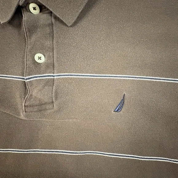 Nautica‎ Men's L Brown Striped Polo SS Cotton SEE DESCRIPTION - Picture 6 of 12